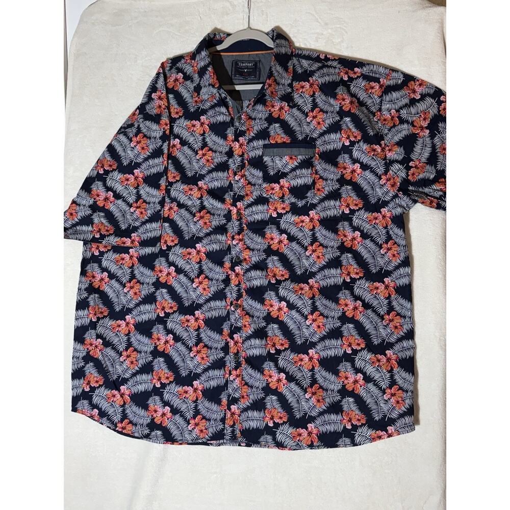 Company 81 Eighty One Shirt Hawaiian Men's Button Down floral 5XL Blue